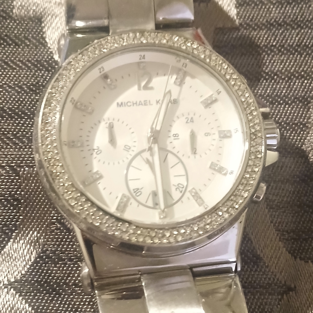 Michael Kors Silver Watch with Crystal Accents